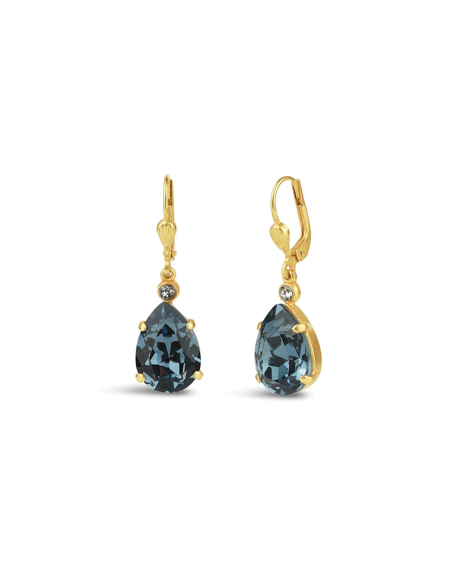 La Vie Parisienne-Teardrop Crystal Hooks-Earrings-14k Gold Plated, Midnite Crystal-Blue Ruby Jewellery-Vancouver Canada