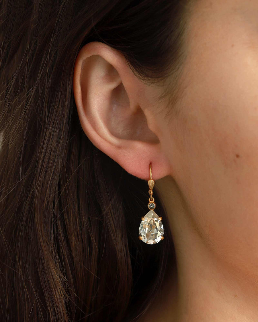 La Vie Parisienne-Teardrop Crystal Hooks-Earrings-14k Gold Plated, Shade Crystal-Blue Ruby Jewellery-Vancouver Canada