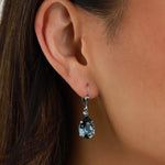 La Vie Parisienne-Teardrop Crystal Hooks-Earrings-Sterling Silver Plated, Midnite Crystal-Blue Ruby Jewellery-Vancouver Canada