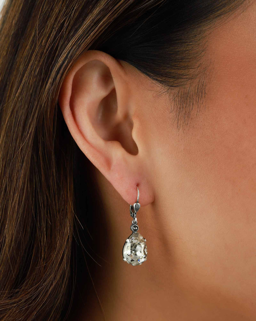 La Vie Parisienne-Teardrop Crystal Hooks-Earrings-Sterling Silver Plated, Shade Crystal-Blue Ruby Jewellery-Vancouver Canada
