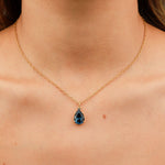 La Vie Parisienne-Teardrop Crystal Necklace-Necklaces-14k Gold Plated, Midnite Crystal-Blue Ruby Jewellery-Vancouver Canada