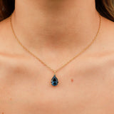La Vie Parisienne-Teardrop Crystal Necklace-Necklaces-14k Gold Plated, Midnite Crystal-Blue Ruby Jewellery-Vancouver Canada