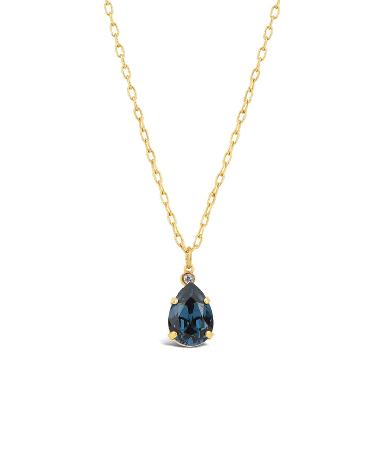 La Vie Parisienne-Teardrop Crystal Necklace-Necklaces-14k Gold Plated, Midnite Crystal-Blue Ruby Jewellery-Vancouver Canada