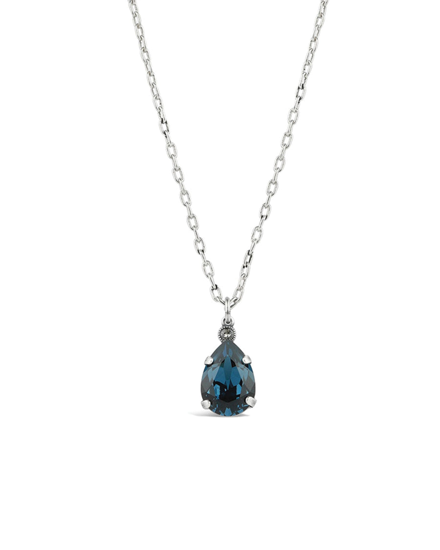 La Vie Parisienne-Teardrop Crystal Necklace-Necklaces-Sterling Silver Plated, Midnite Crystal-Blue Ruby Jewellery-Vancouver Canada
