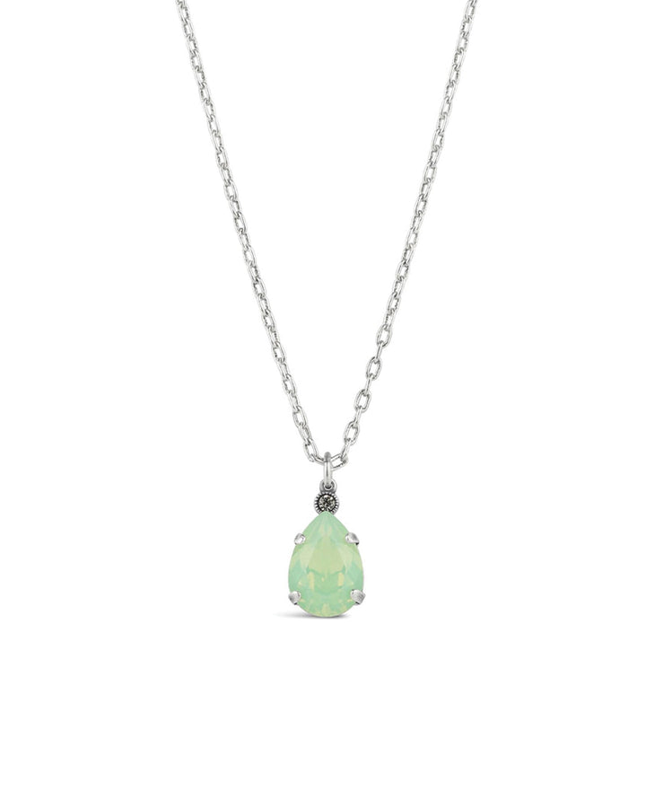 La Vie Parisienne-Teardrop Crystal Necklace-Necklaces-Sterling Silver Plated, Sea Opal Crystal-Blue Ruby Jewellery-Vancouver Canada