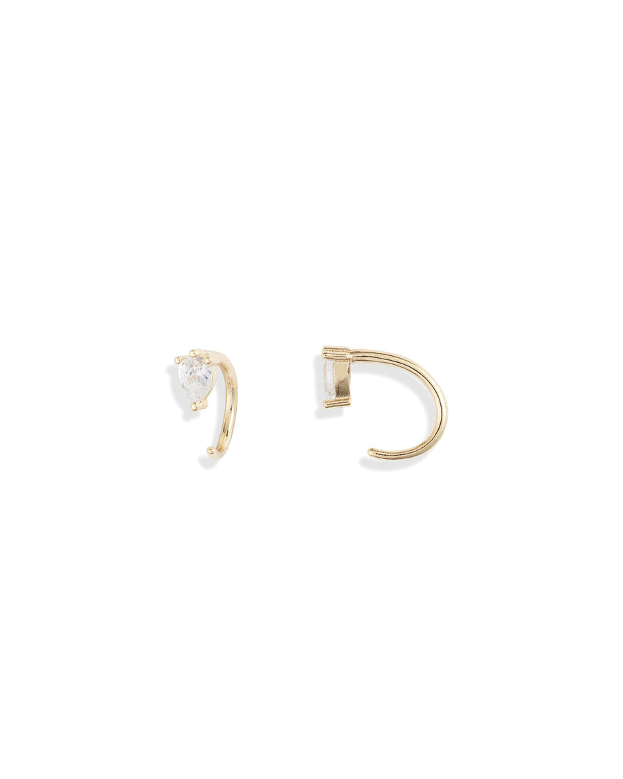 Quiet Icon-Teardrop CZ Half Hoops-Earrings-14k Gold Vermeil, Cubic Zirconia-Blue Ruby Jewellery-Vancouver Canada