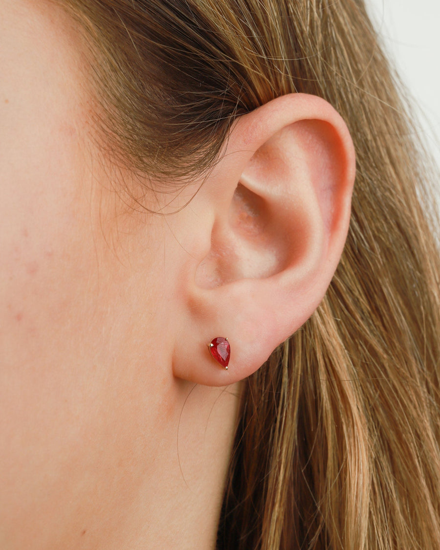 Teardrop Stone Studs-Earrings-Goldhive-14k Yellow Gold-Blue Ruby Jewellery-Vancouver-Canada
