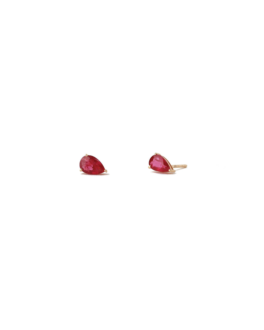 Teardrop Stone Studs-Earrings-Goldhive-14k Yellow Gold-Blue Ruby Jewellery-Vancouver-Canada
