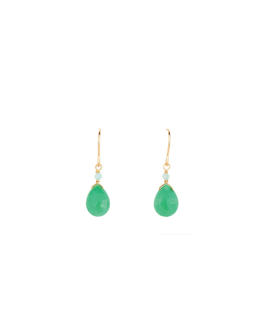 Gem Jar-Teardrop Two Stone Drop Hooks-Earrings-14k Gold Filled, Chrysoprase-Blue Ruby Jewellery-Vancouver Canada