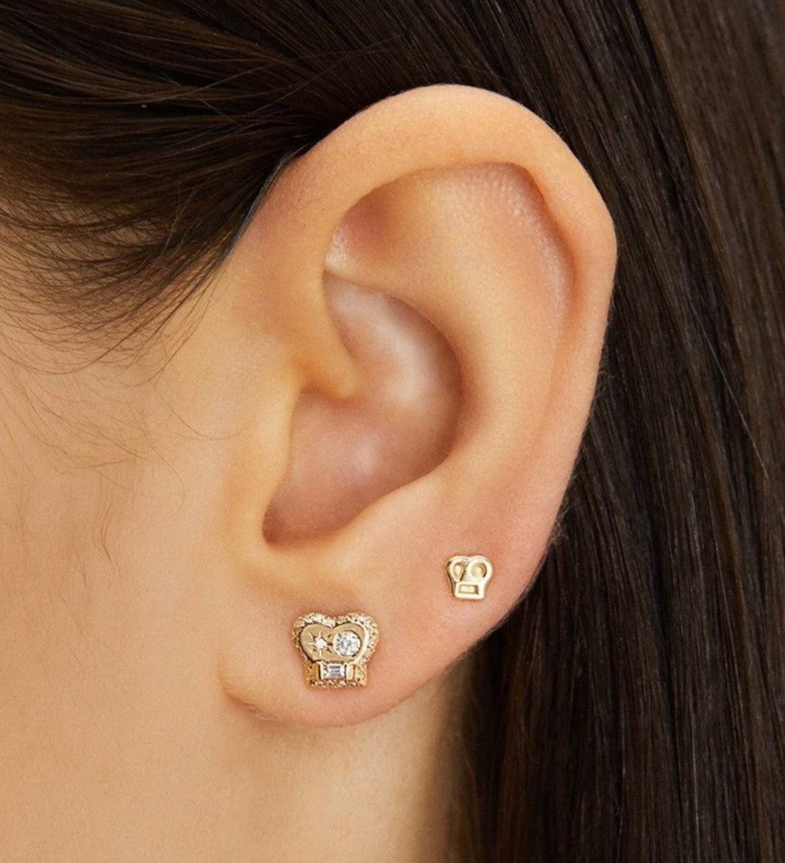 Scosha-The Max Icon Stud I Diamonds-Earrings-14k Yellow Gold, Diamond-Blue Ruby Jewellery-Vancouver Canada