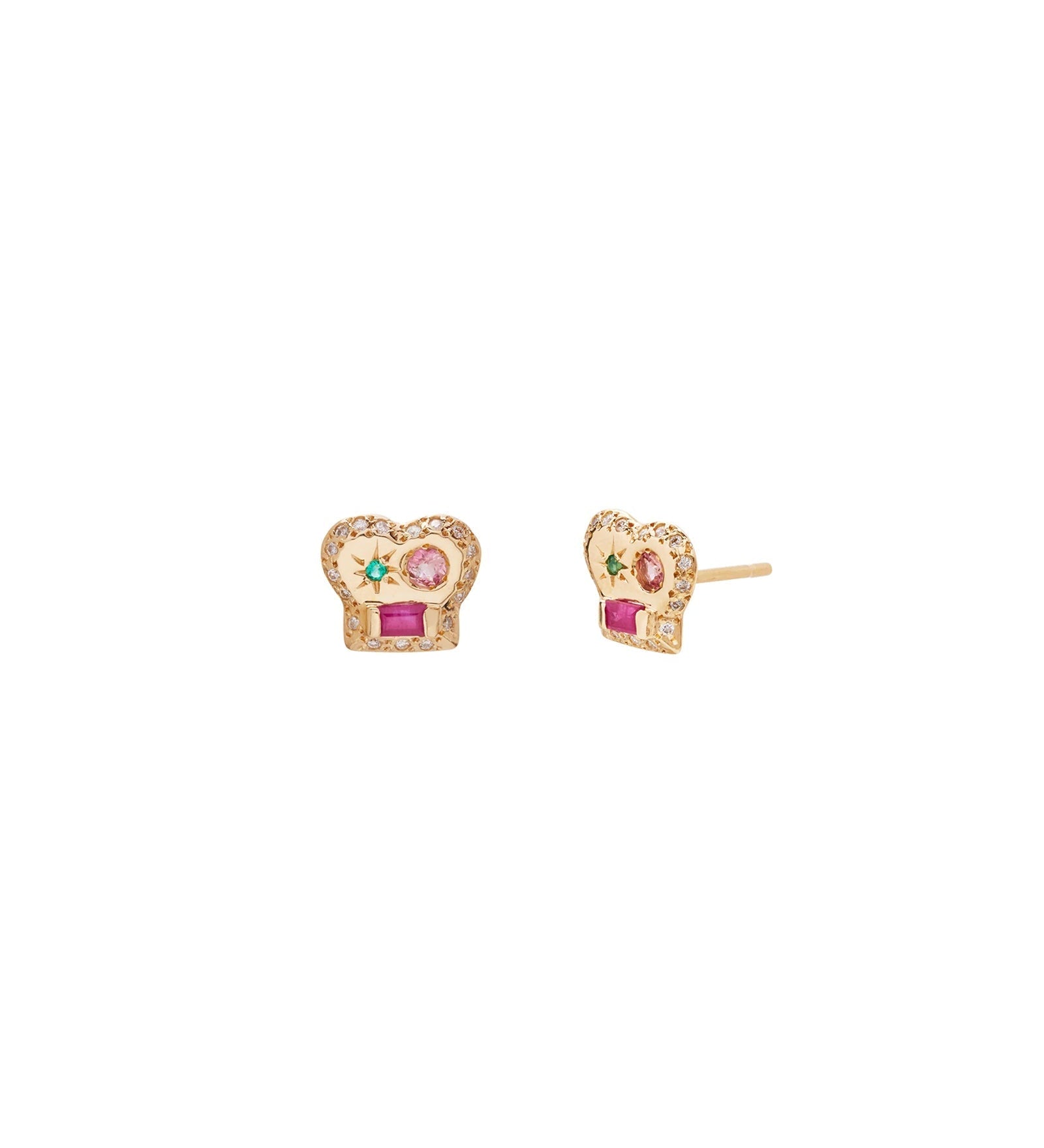Scosha-The Max Icon Stud I Ruby + Mixed Gems-Earrings-14k Yellow Gold, Ruby, Diamond-Blue Ruby Jewellery-Vancouver Canada