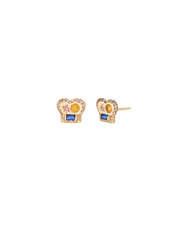 Scosha-The Max Icon Stud I Sapphires-Earrings-14k Yellow Gold, Blue Sapphire, Orange Sapphire, Pink Sapphire-Blue Ruby Jewellery-Vancouver Canada
