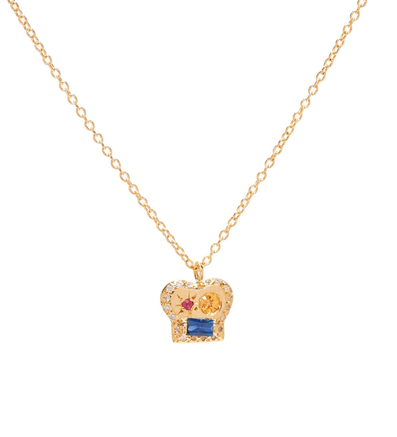 Scosha-The Max Necklace I Mixed Sapphires-Necklaces-14k Yellow Gold, Diamond, Ruby, Yellow Sapphire, Blue Sapphire-Blue Ruby Jewellery-Vancouver Canada