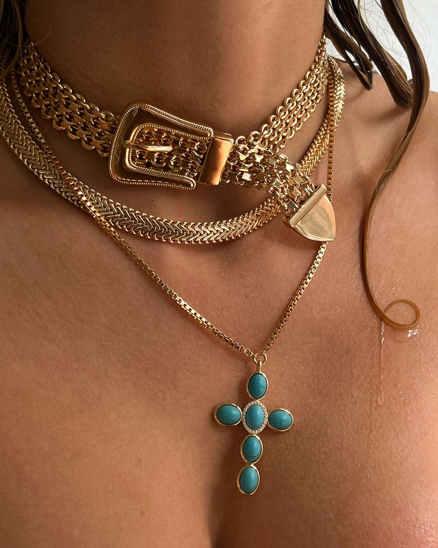 Luv AJ-The Woven Buckle Necklace-Necklaces-18k Gold Plated-Blue Ruby Jewellery-Vancouver Canada