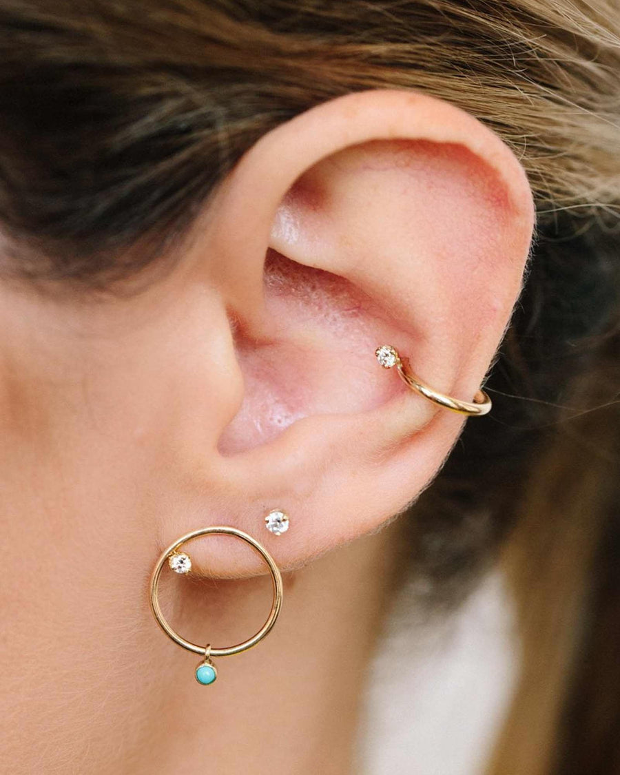 Zoe Chicco-Thick Diamond Ear Cuff-Earrings-14k Yellow Gold, Diamond-Blue Ruby Jewellery-Vancouver Canada