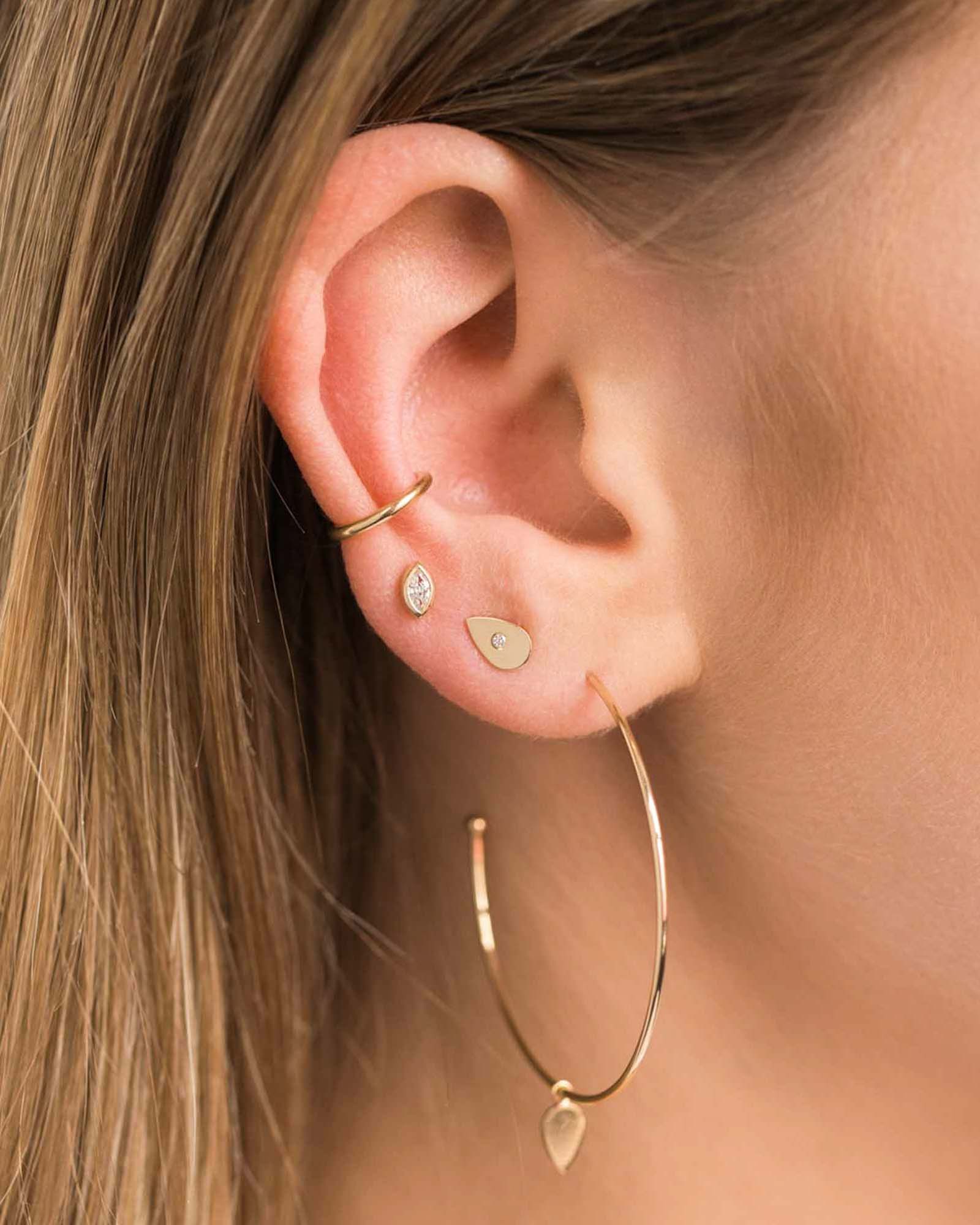 Zoe Chicco-Thick Ear Cuff-Earrings-14k Yellow Gold-Blue Ruby Jewellery-Vancouver Canada