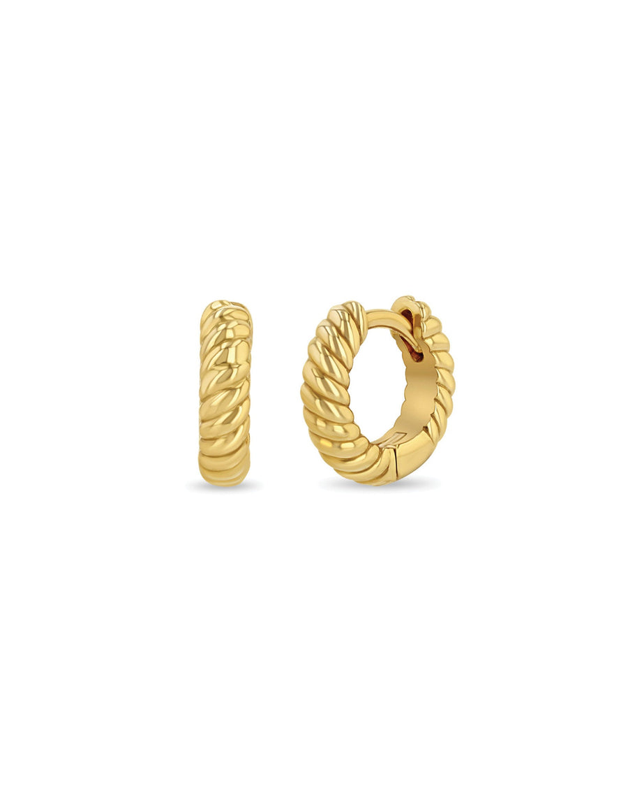 Zoe Chicco-Thick Twist Huggies-Earrings-14k Yellow Gold-Blue Ruby Jewellery-Vancouver Canada
