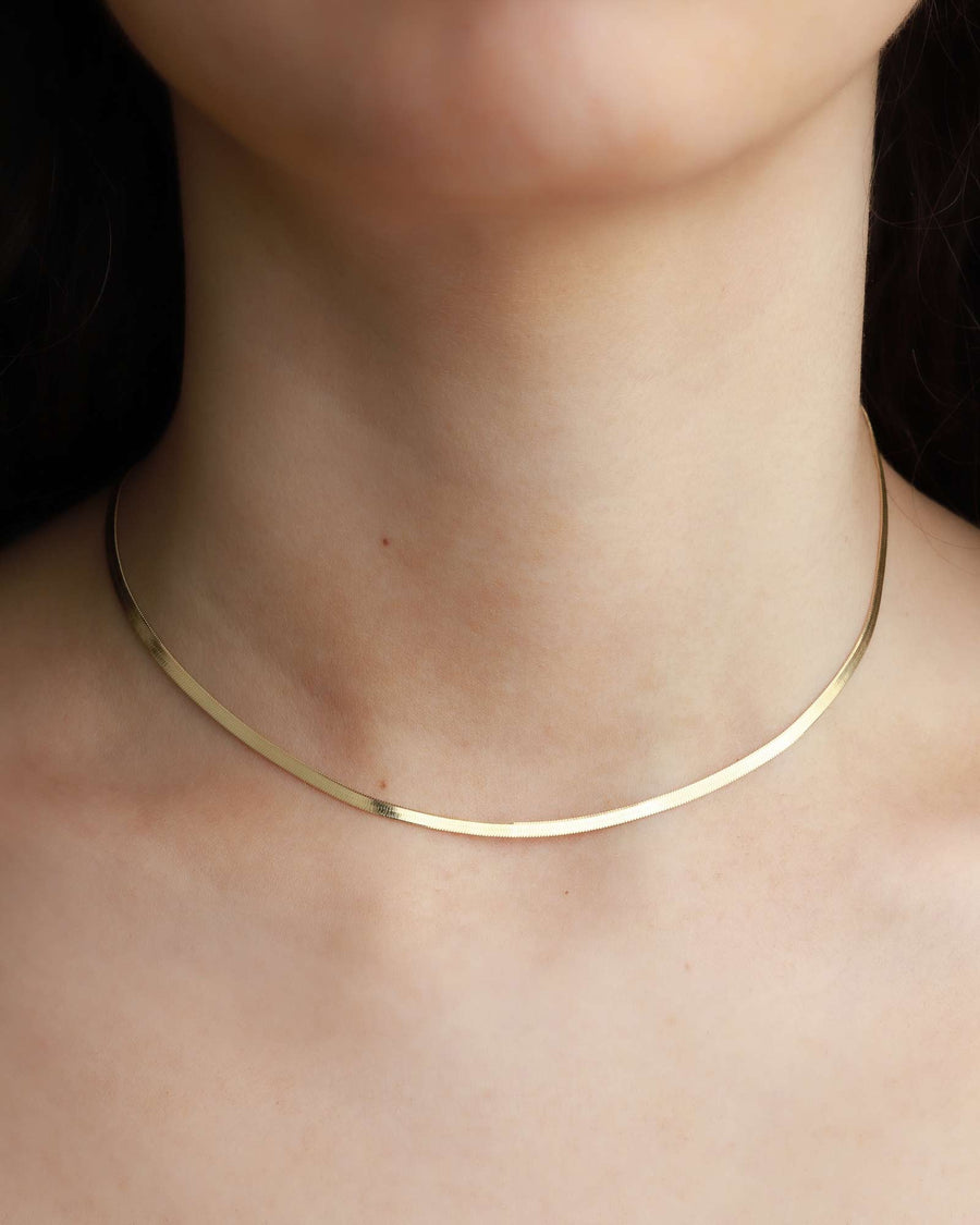 Tai-Thin Herringbone Chain Necklace-Necklaces-12k Gold Vermeil-Blue Ruby Jewellery-Vancouver Canada