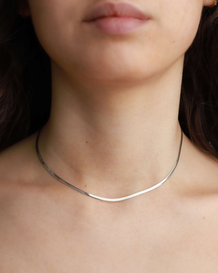 Tai-Thin Herringbone Chain Necklace-Necklaces-Sterling Silver-Blue Ruby Jewellery-Vancouver Canada