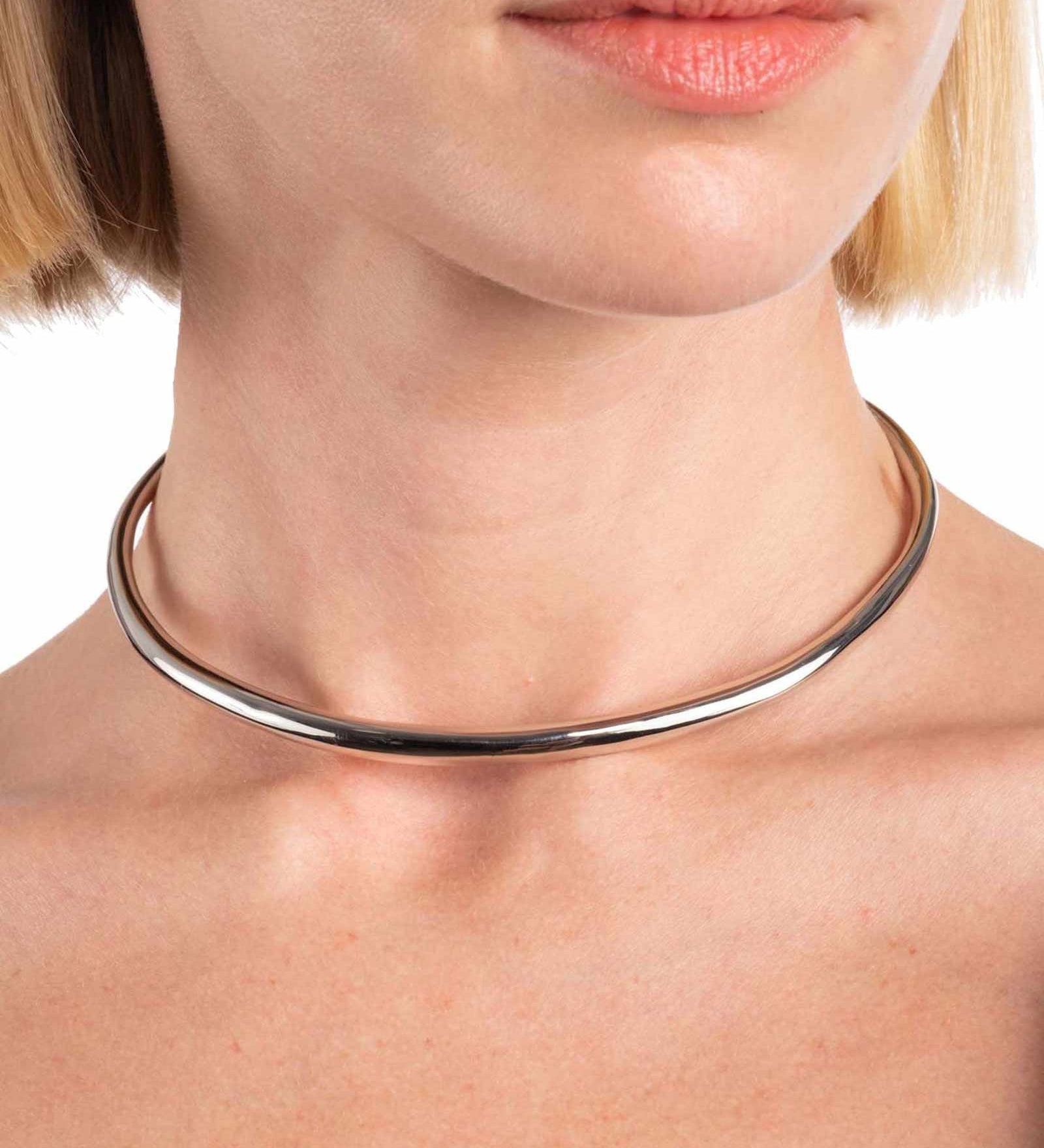 Alexis Bittar-Thin Necklace Collar-Necklaces-Rhodium Plated Brass-Blue Ruby Jewellery-Vancouver Canada