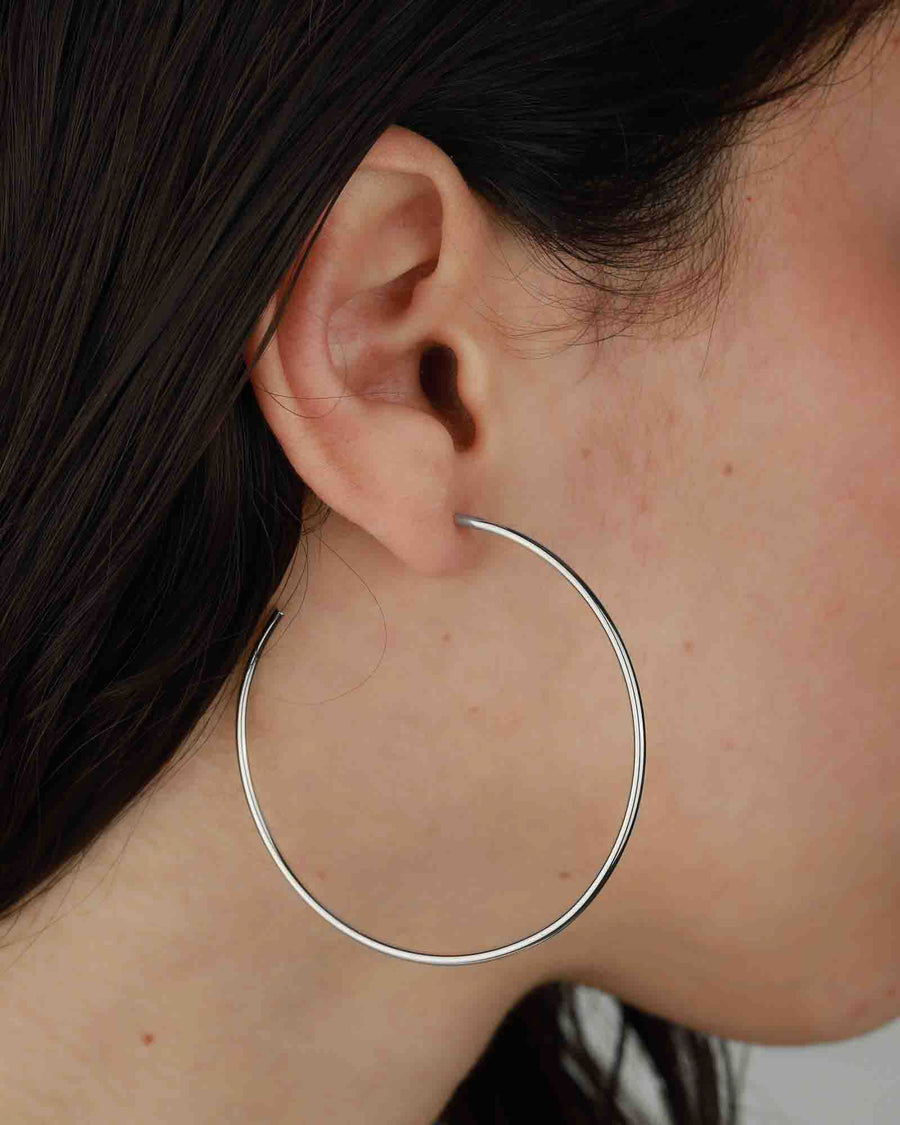 Tashi-Thin Tube Hoops I 50mm-Earrings-Sterling Silver-Blue Ruby Jewellery-Vancouver Canada