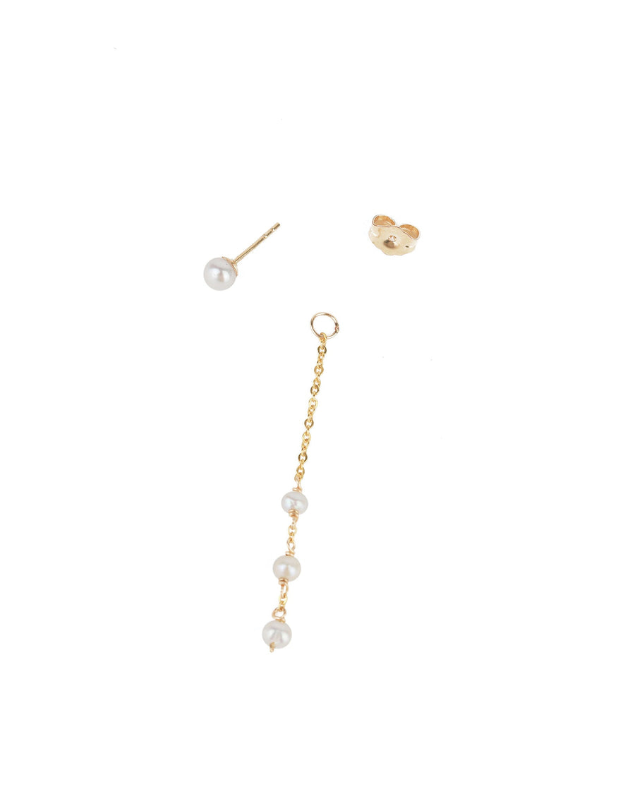 Poppy Rose-Three Drop Pearl Studs-Earrings-14k Gold Filled, Freshwater Pearls-Blue Ruby Jewellery-Vancouver Canada