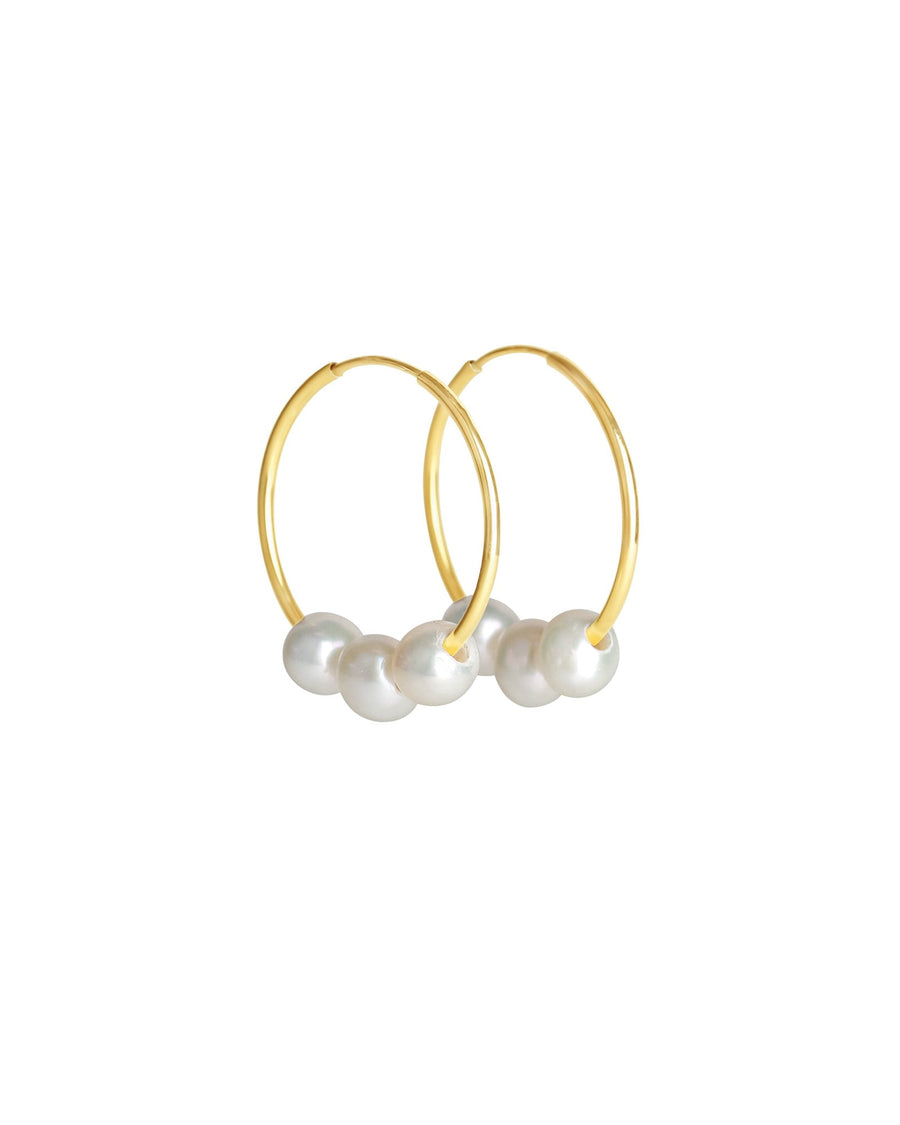 Poppy Rose-Three Floating Pearl Hoops I 24mm-Earrings-14k Gold-fill, Freshwater Pearl-Blue Ruby Jewellery-Vancouver Canada