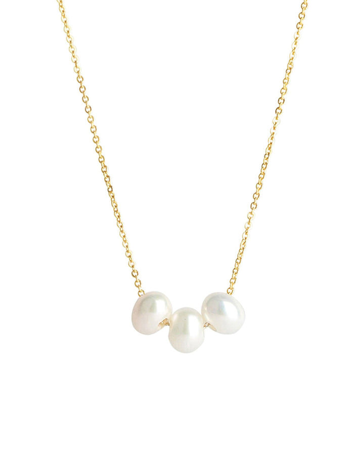 Poppy Rose-Three Floating Pearl Necklace-Necklaces-14k Gold-fill, Freshwater Pearl-Blue Ruby Jewellery-Vancouver Canada