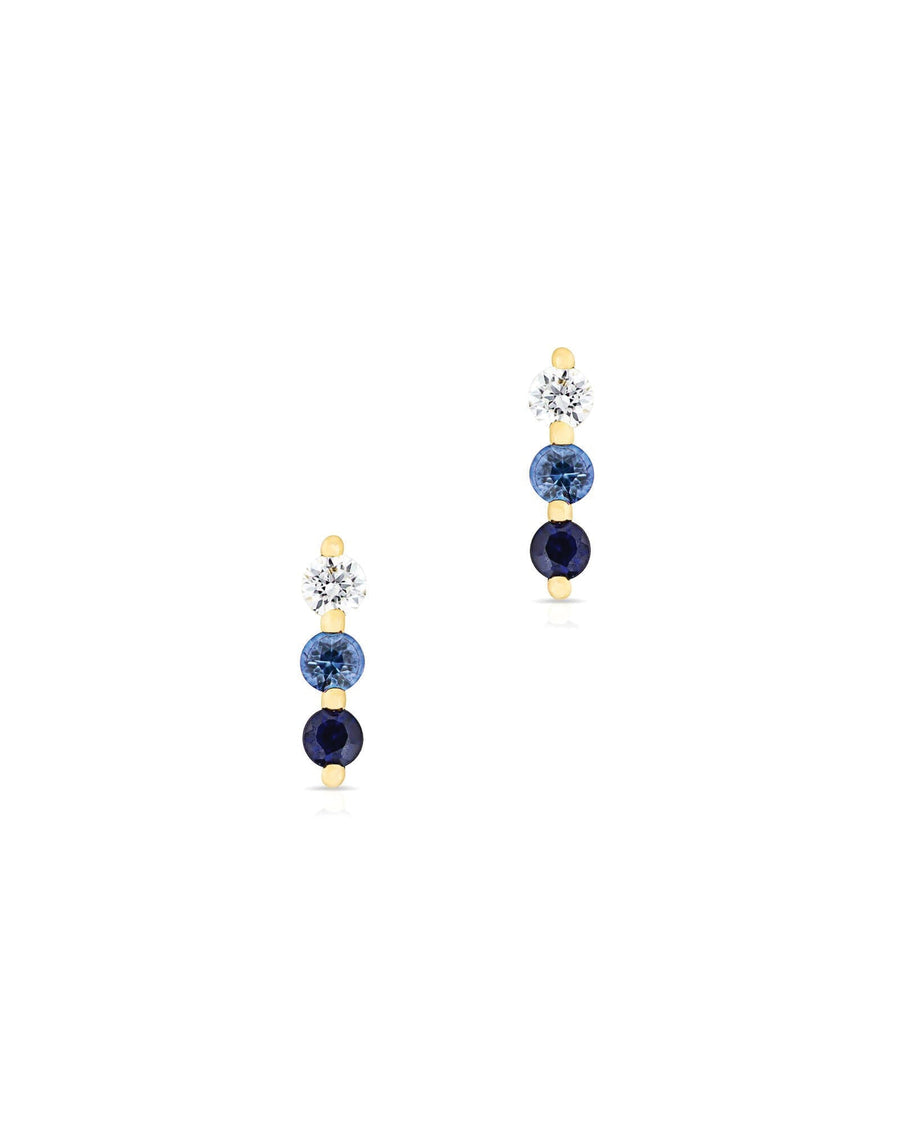 Quiet Icon-Three Graduated CZ Studs-Earrings-14k Gold Vermeil, White Cubic Zirconia-Blue Ruby Jewellery-Vancouver Canada