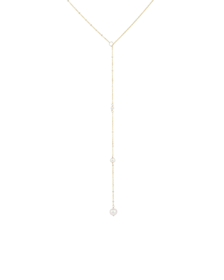 Poppy Rose-Three Graduated Pearl Drop Back Lariat-Necklaces-14k Gold Filled, Freshwater Pearls-Blue Ruby Jewellery-Vancouver Canada