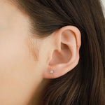 Three Prong Diamond Studs-Earrings-Goldhive-14k White Gold-Blue Ruby Jewellery-Vancouver-Canada