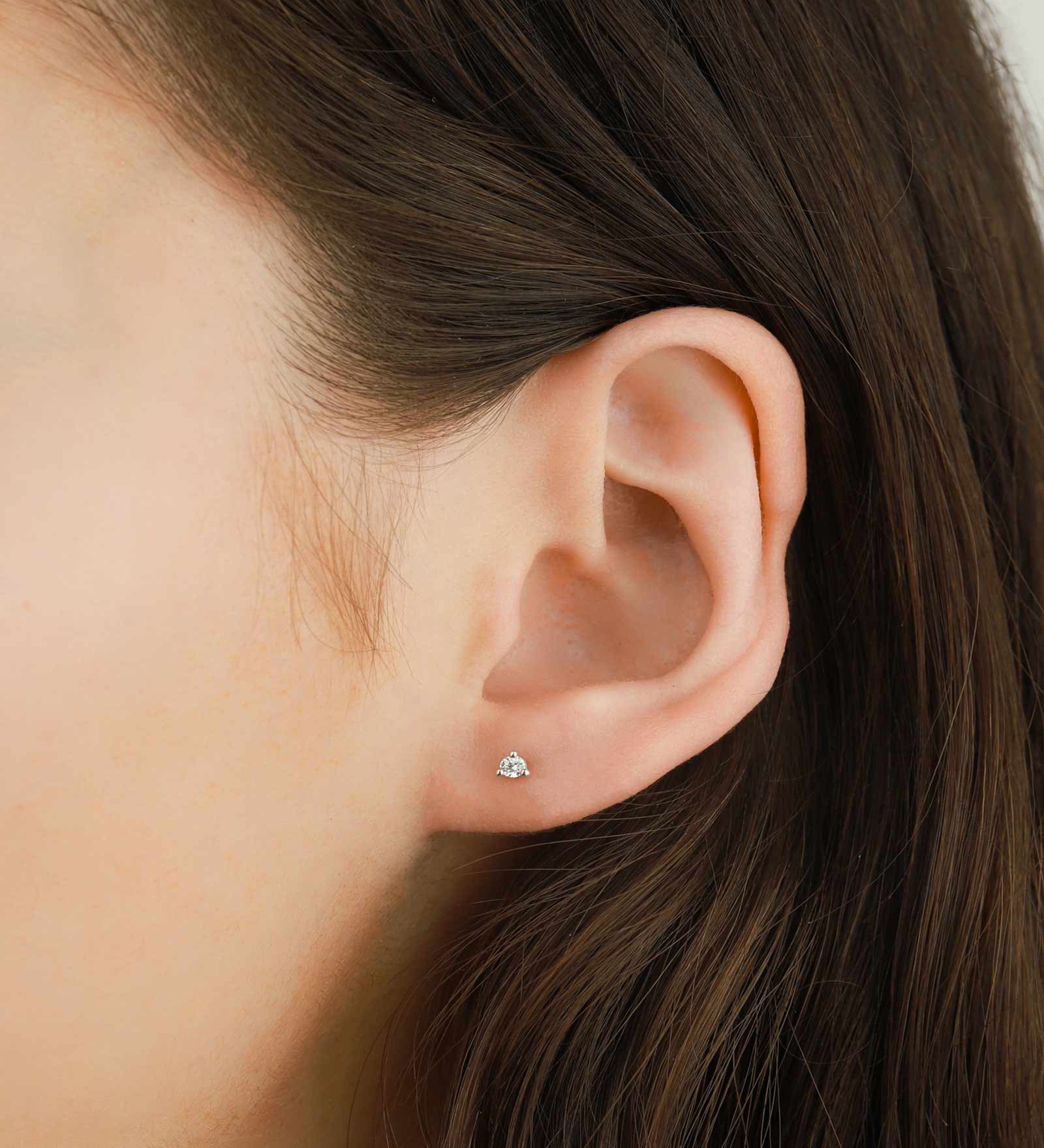 Three Prong Diamond Studs-Earrings-Goldhive-14k White Gold-Blue Ruby Jewellery-Vancouver-Canada