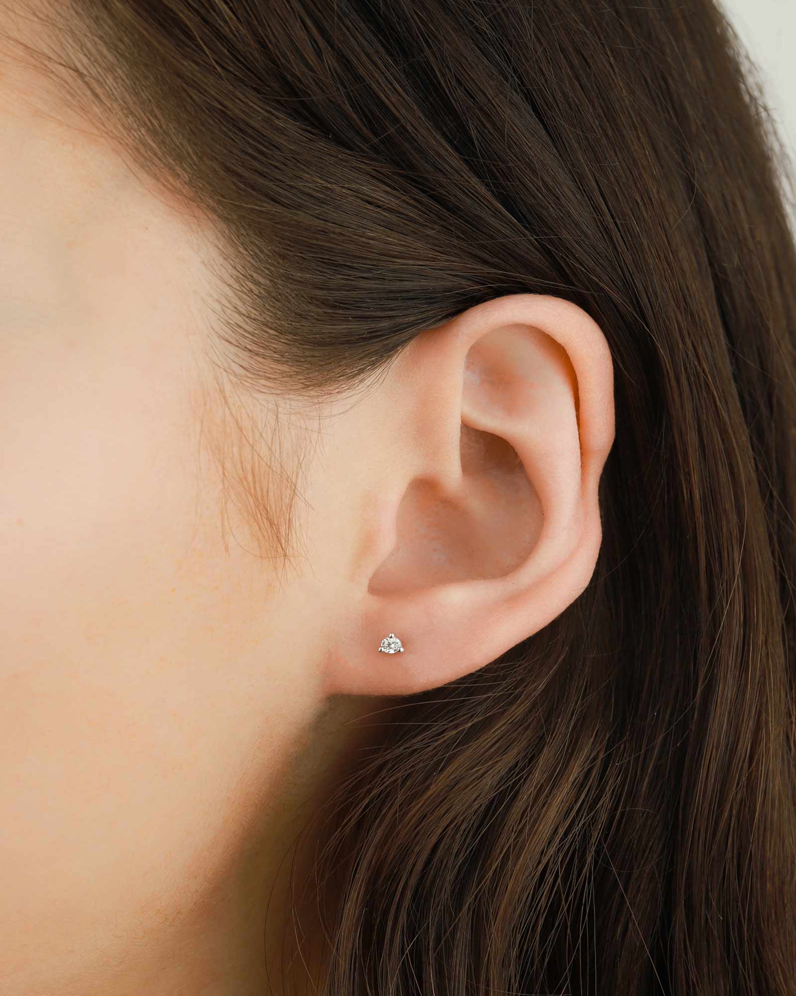 Three Prong Diamond Studs-Earrings-Goldhive-14k White Gold-Blue Ruby Jewellery-Vancouver-Canada