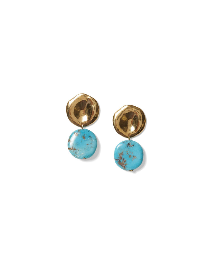 Chan Luu-Tiered Coin Earrings-Earrings-18k Gold Vermeil, Turquoise-Blue Ruby Jewellery-Vancouver Canada