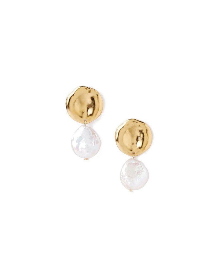Chan Luu-Tiered Coin Earrings-Earrings-18k Gold Vermeil, White Pearl-Blue Ruby Jewellery-Vancouver Canada