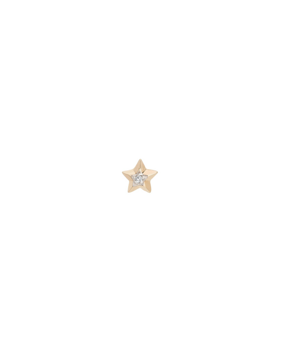 Adina Reyter-Tiny 3D Diamond Star Stud-Earrings-14k Yellow Gold-Blue Ruby Jewellery-Vancouver Canada