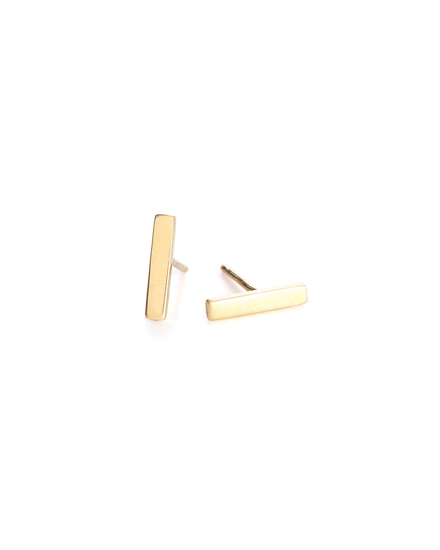 Adina Reyter-Tiny Bar Studs-Earrings-14k Yellow Gold-Blue Ruby Jewellery-Vancouver Canada