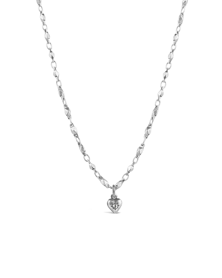 La Vie Parisienne-Tiny Crystal Heart Necklace-Necklaces-Sterling Silver Plated, White Crystal-Blue Ruby Jewellery-Vancouver Canada