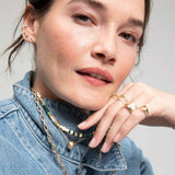 Adina Reyter-Tiny Diamond Clover Studs-Earrings-14k Yellow Gold, Diamond-Blue Ruby Jewellery-Vancouver Canada