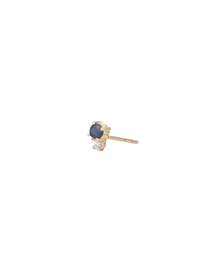 Adina Reyter-Tiny Diamond Sapphire Amigos Stud-Earrings-14k Yellow Gold, Sapphire, Diamond-Blue Ruby Jewellery-Vancouver Canada