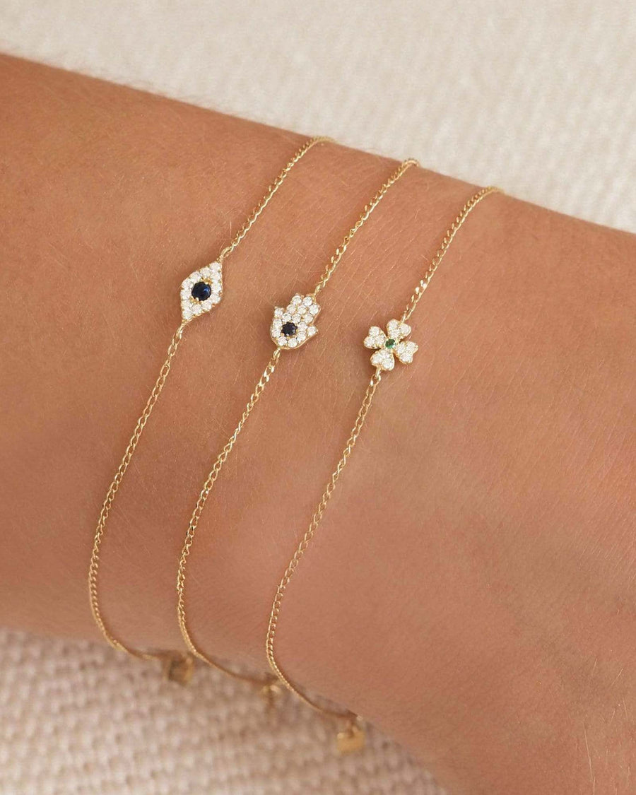 Quiet Icon-Tiny Evil Eye CZ Bracelet-Bracelets-14k Gold Vermeil, White Cubic Zirconia, Blue Cubic Zirconia-Blue Ruby Jewellery-Vancouver Canada