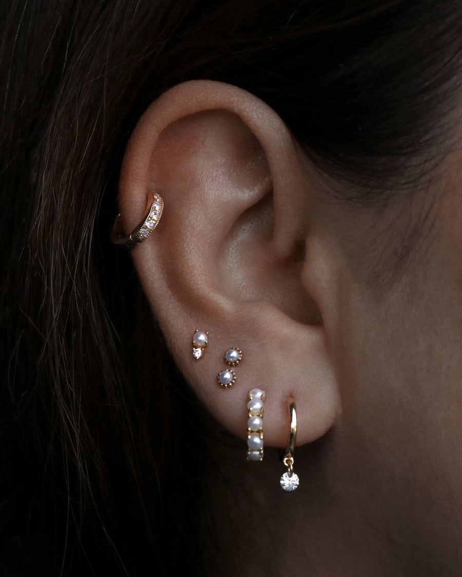 Tai-Tiny Freshwater Pearl Studs-Earrings-Gold Plated, Freshwater Pearl, Cubic Zirconia-Blue Ruby Jewellery-Vancouver Canada