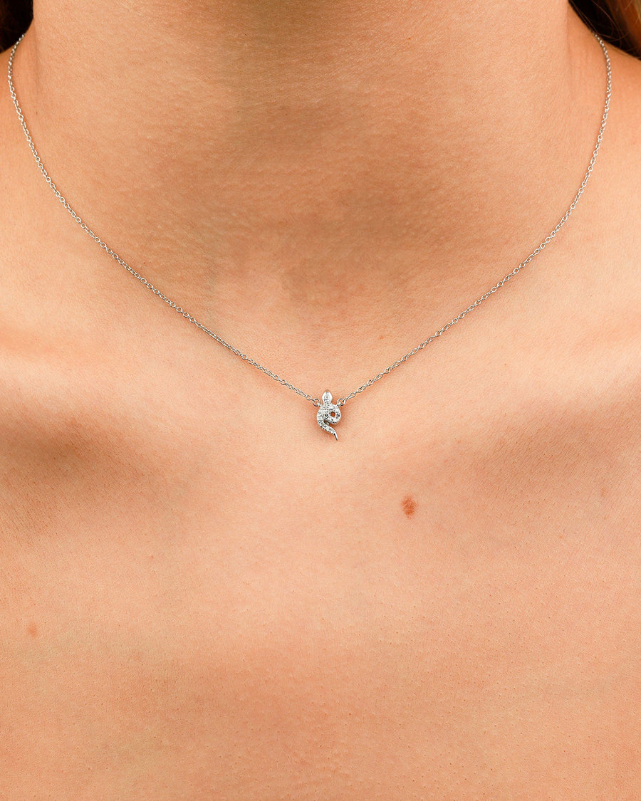 Adina Reyter-Tiny Pavé Snake Necklace-Necklaces-Sterling Silver, Diamond-Blue Ruby Jewellery-Vancouver Canada