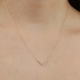 Adina Reyter-Tiny Pavé V Chevron Necklace-Necklaces-14k Yellow Gold, Diamond-Blue Ruby Jewellery-Vancouver Canada
