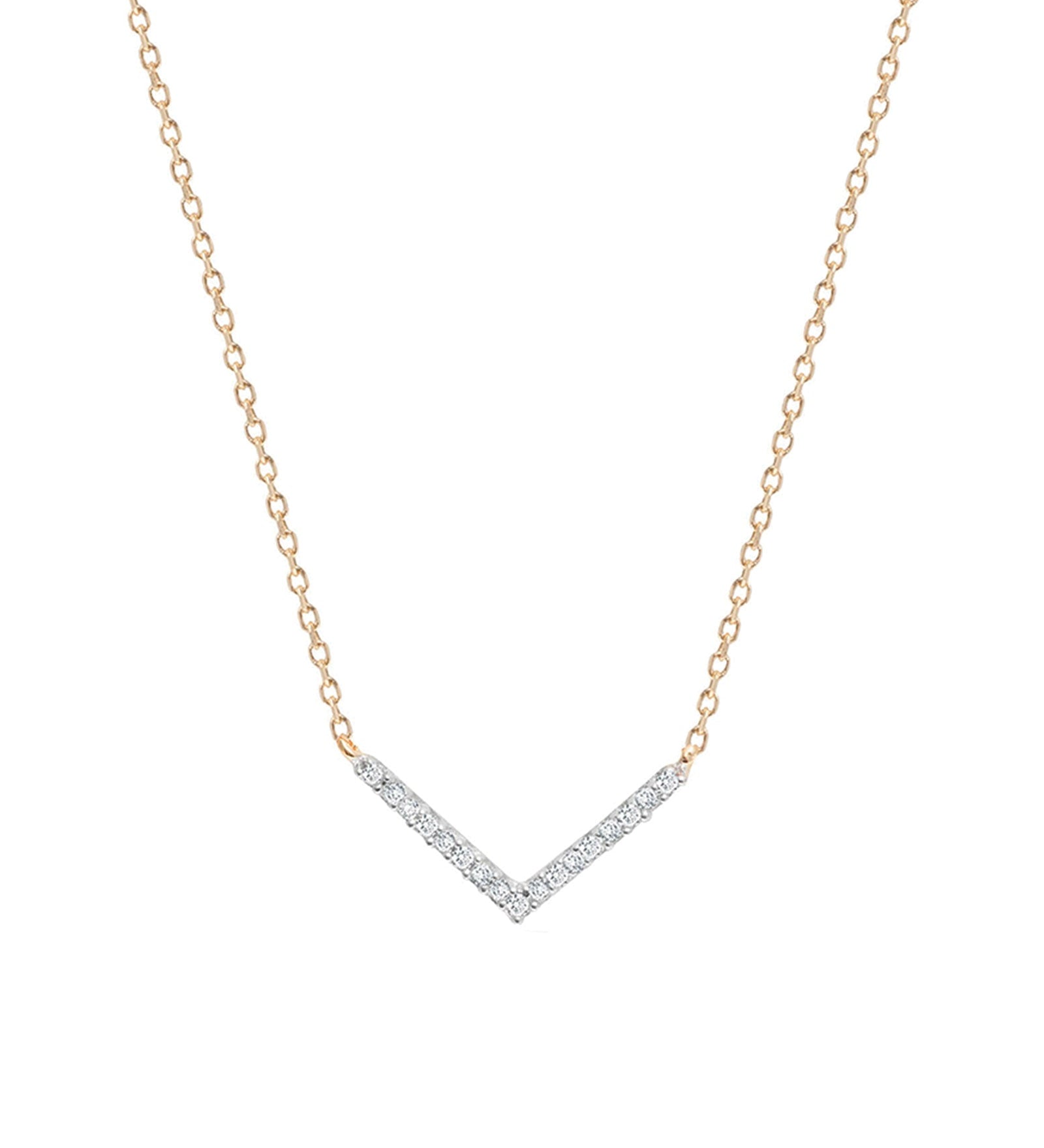 Adina Reyter-Tiny Pavé V Chevron Necklace-Necklaces-14k Yellow Gold, Diamond-Blue Ruby Jewellery-Vancouver Canada
