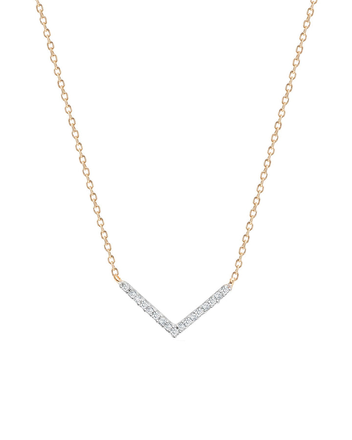 Adina Reyter-Tiny Pavé V Chevron Necklace-Necklaces-14k Yellow Gold, Diamond-Blue Ruby Jewellery-Vancouver Canada