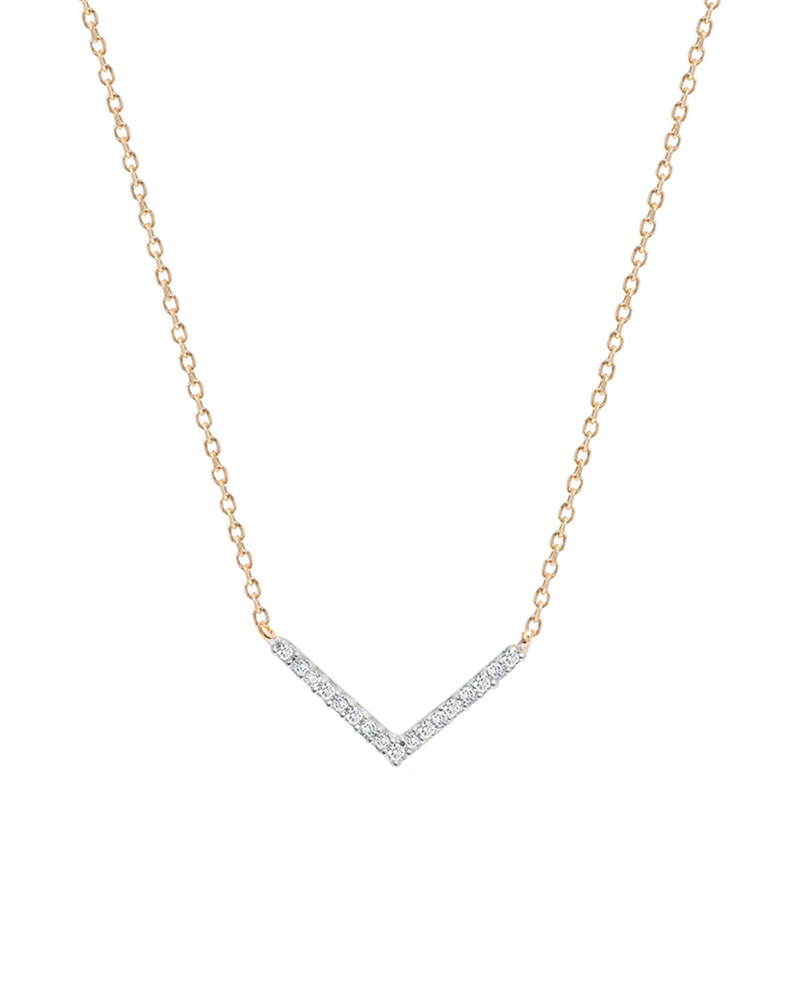 Adina Reyter-Tiny Pavé V Chevron Necklace-Necklaces-14k Yellow Gold, Diamond-Blue Ruby Jewellery-Vancouver Canada