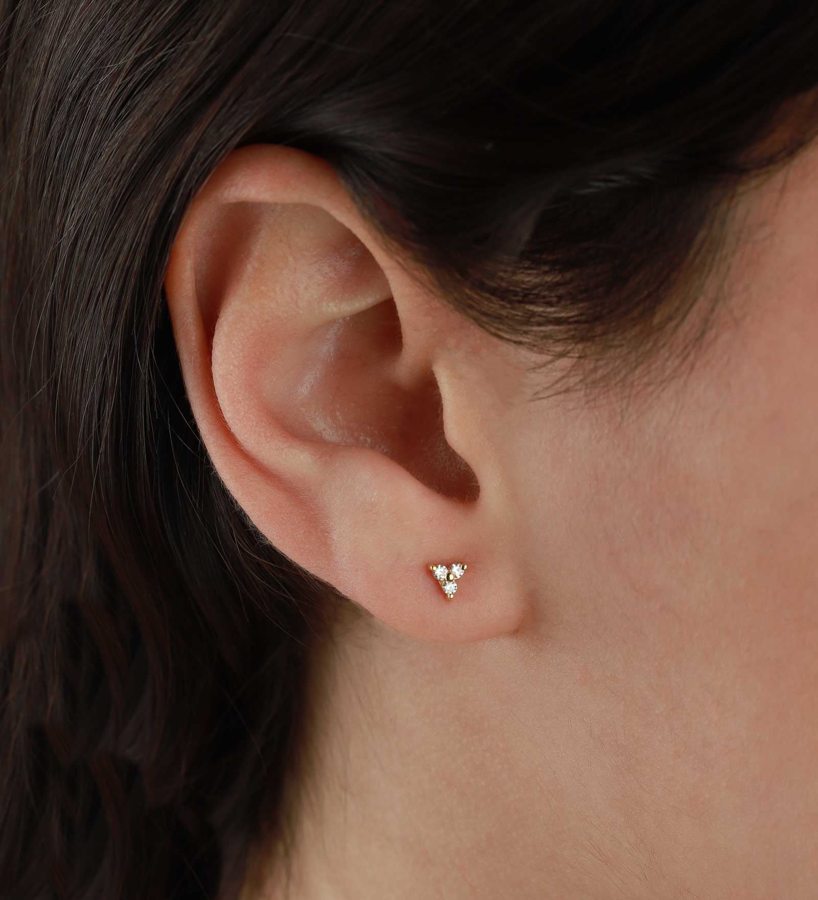 Tashi-Tiny Trillium Stud-Earrings-14k Gold Vermeil, Cubic Zirconia-Blue Ruby Jewellery-Vancouver Canada