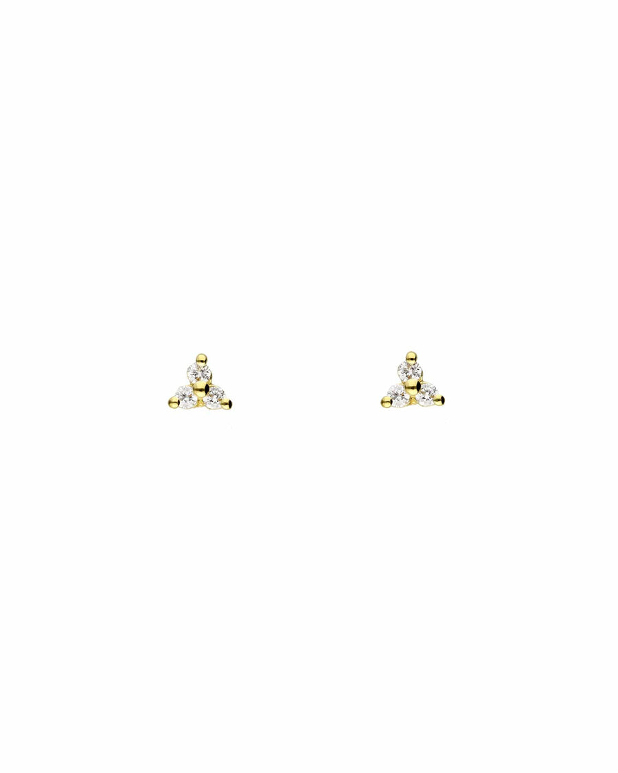 Tashi-Tiny Trillium Stud-Earrings-14k Gold Vermeil, Cubic Zirconia-Blue Ruby Jewellery-Vancouver Canada