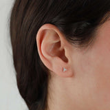 Tashi-Tiny Trillium Stud-Earrings-Sterling Silver, Cubic Zirconia-Blue Ruby Jewellery-Vancouver Canada
